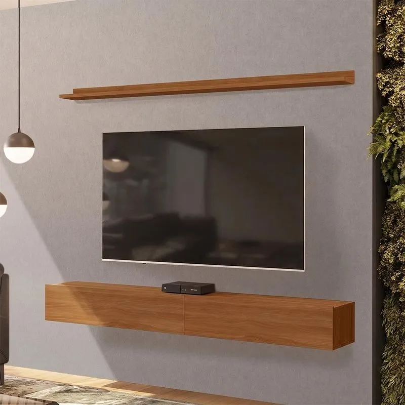 Bancada Suspensa E Prateleira 197cm Slat Z49 Cinamomo Mpozenato