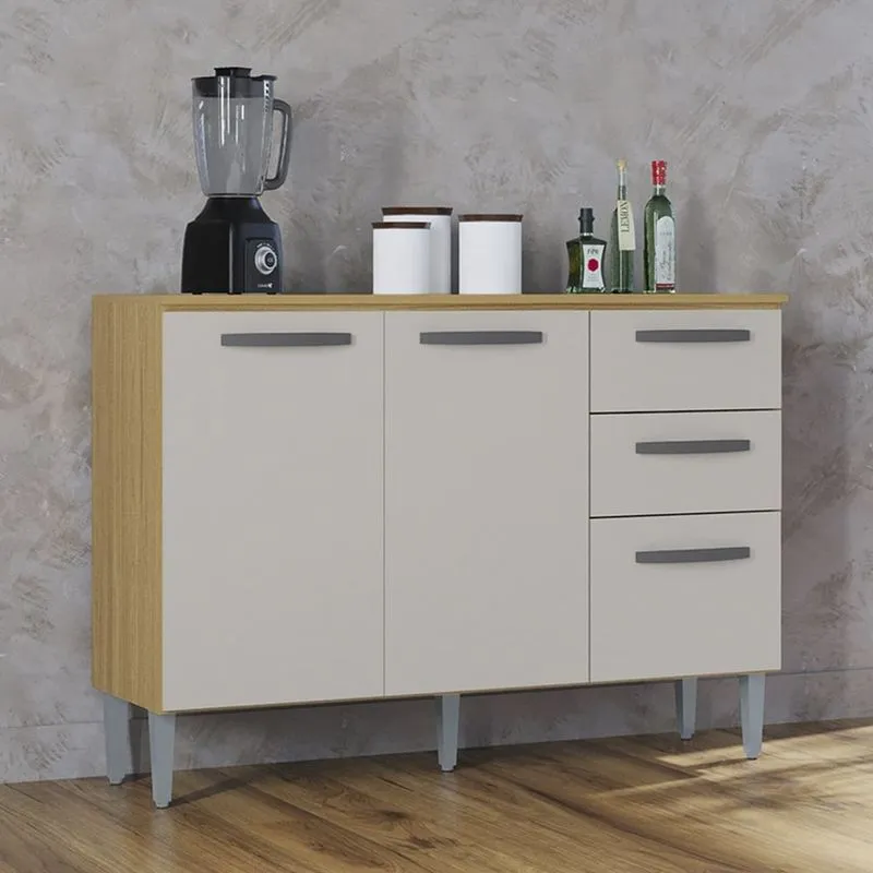 Balcão Cozinha C/ Tampo 2 Pt 3 Gv Livy Z46 Damasco/off White Mpozenato
