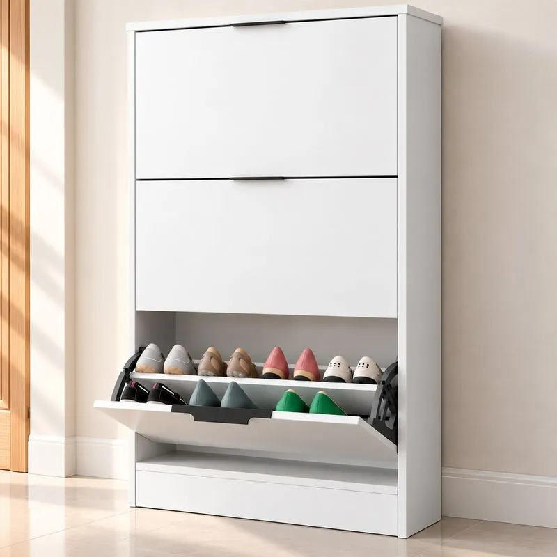 Sapateira Vertical Armário 3 Portas 66cm Dara Branco R03 Mpozenato