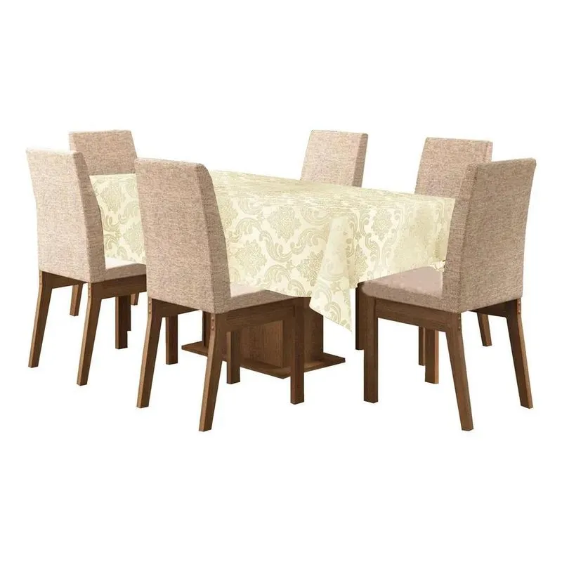 Toalha Para Mesa De 8 Lugares Retangular Tecido Jacq Palha