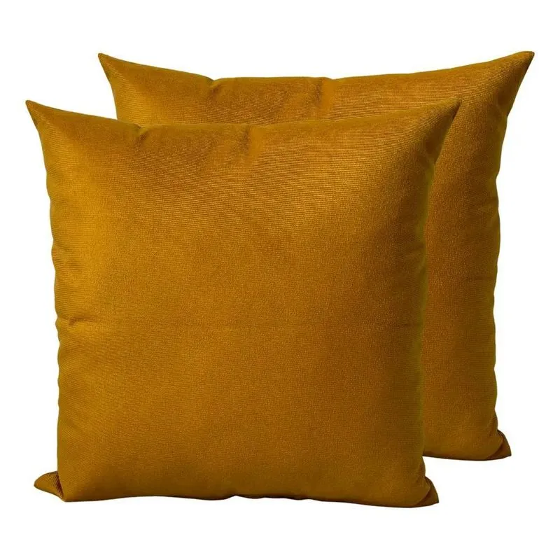 Kit 2 Capas De Almofadas Sued 60x60 Extra Grande Co Mostard