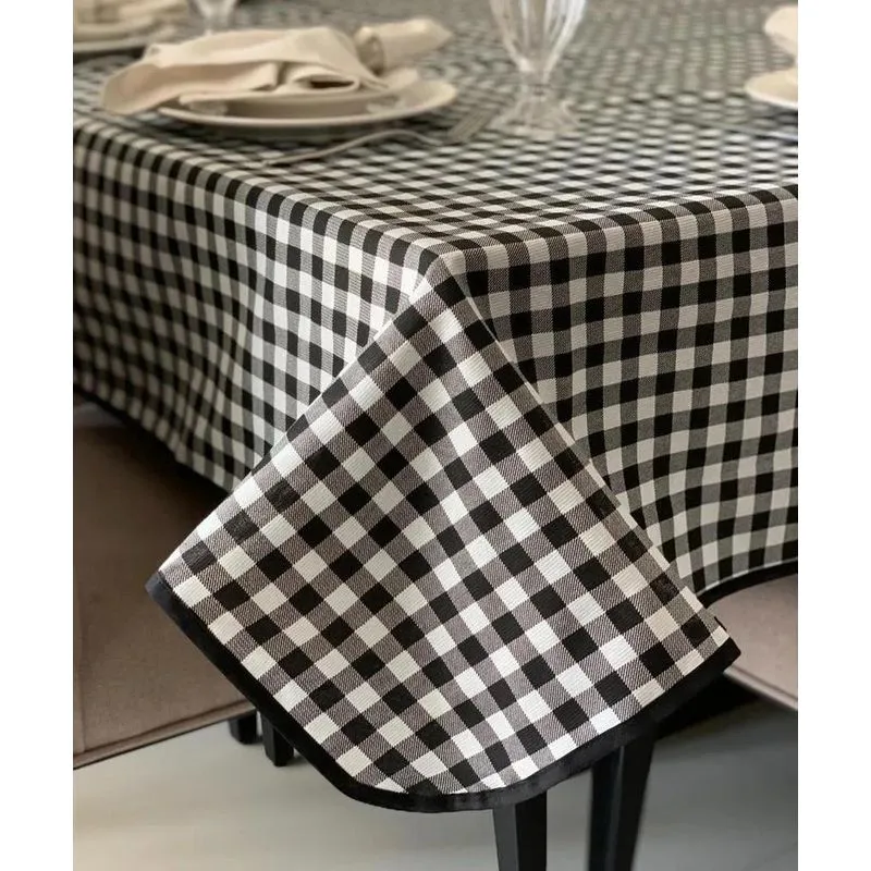 Toalha De Mesa Quadrada 4 Lugares Xadrez Preto E Branco