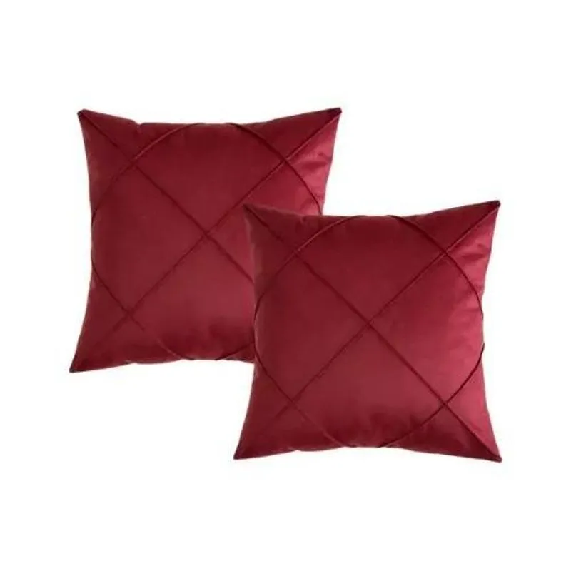 Kit 2 Capas De Almofada Suede Drapeada 45x45 - Decora Bordô