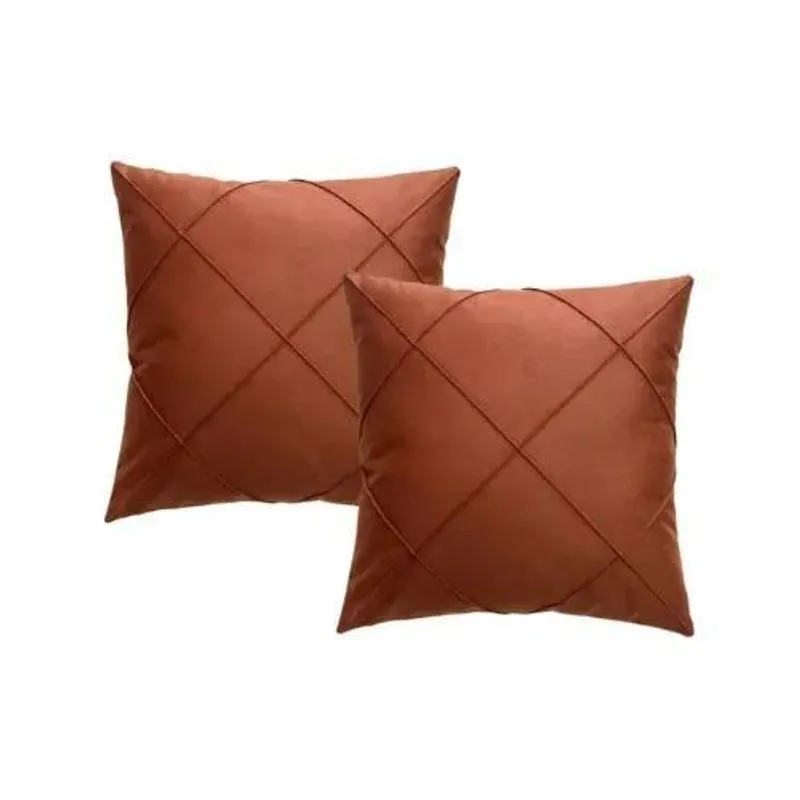 Kit 2 Capas De Almofada Suede Drapeada 45x45 - De Terracota