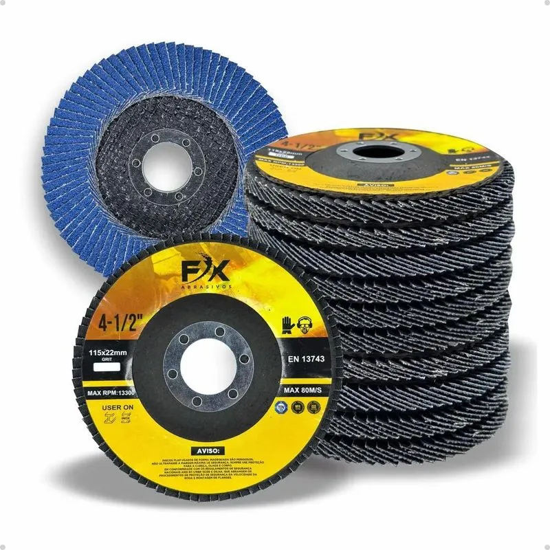 Kit 10 Peças Disco De Lixa Flap 115x22 Pol Grão 60 - Fixar