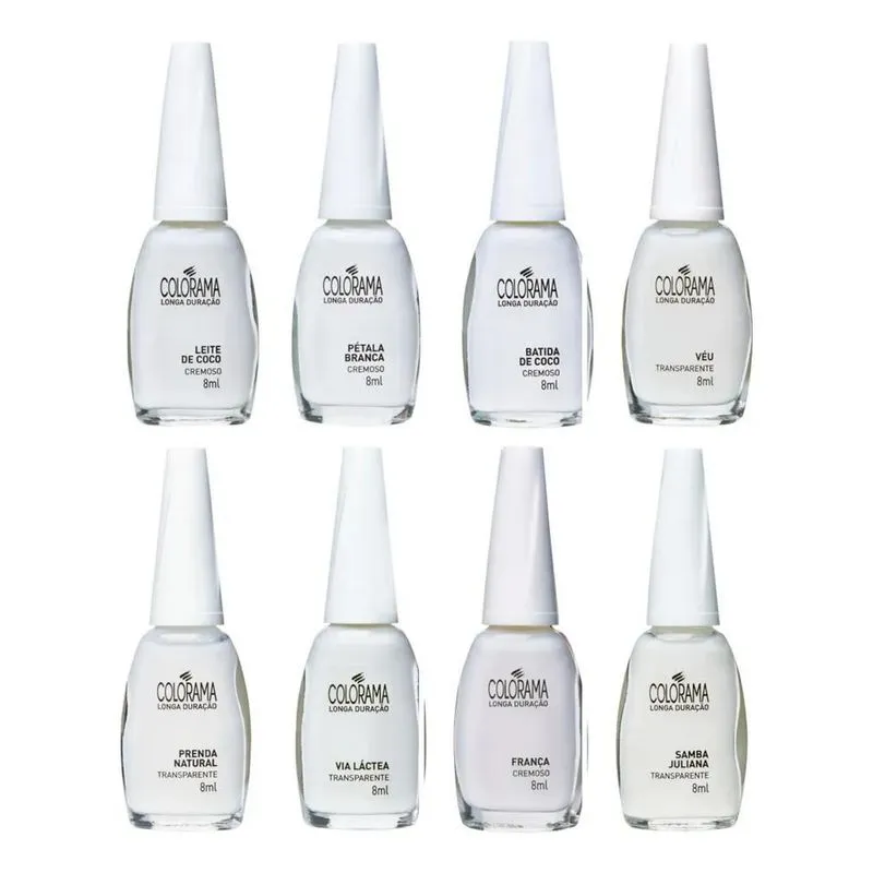 5x Kit Esmalte Colorama 8 Unidades Branco Natural