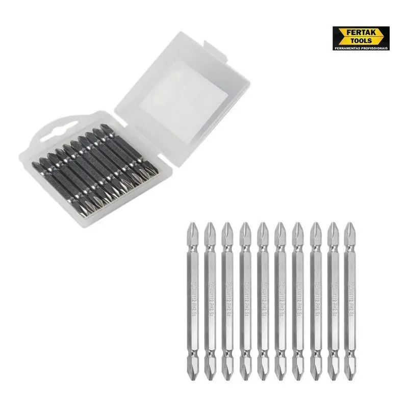 Kit De Bits Ponteiras 65mm Ph02 Duplo 10 Peças De Aço Cromo
