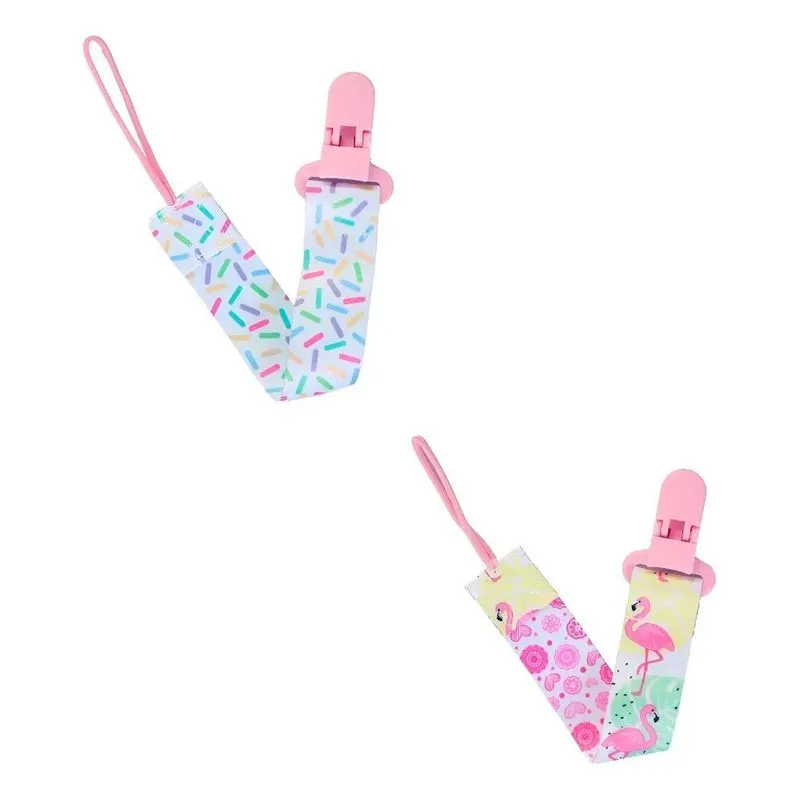 02 Prendedores De Chupeta Universal Para B Flamingo E Confet