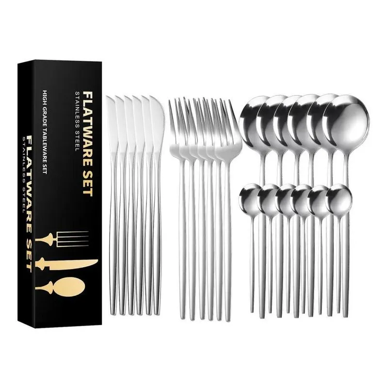 Conjunto De Talheres De Aço Luxo Inoxidável 24pcs Faqueiros