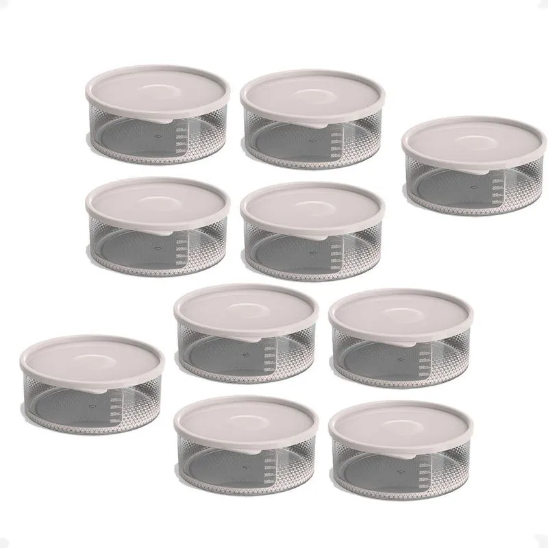 10 Pote Para Alimentos Transparente Redondo 370 Ml Com Tampa