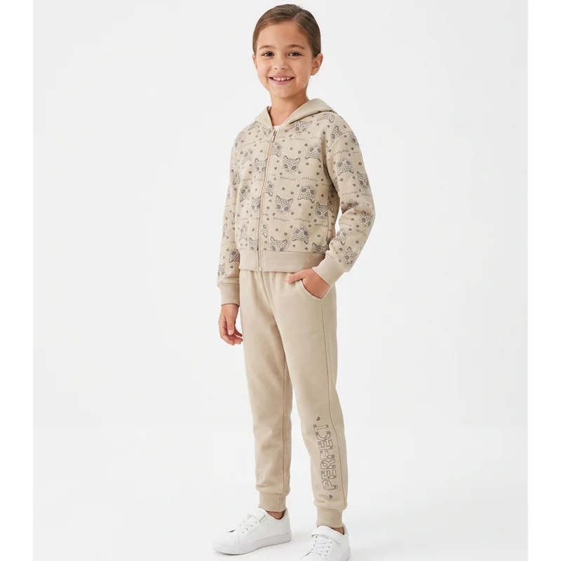 Conjunto Molecotton Jaqueta E Calça Sempre Kids Feminino 10 / Menina / Frapê