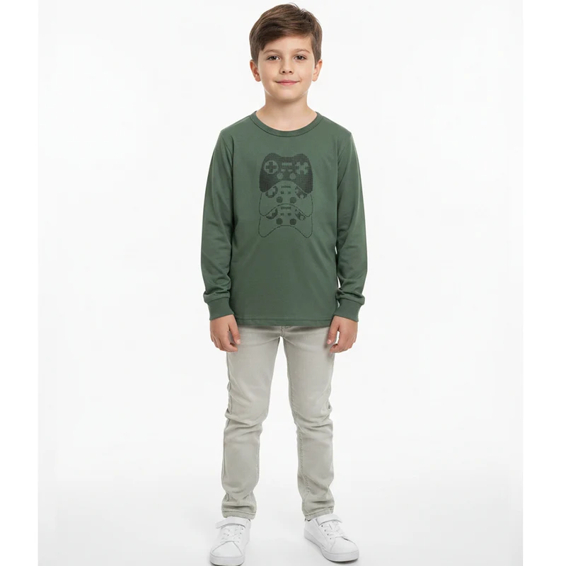 Camiseta Manga Longa Sempre Kids Estampada Masculina 06 / Menino / Azul Marinho