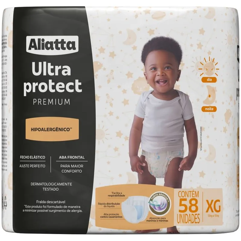 Fralda Infantil Aliatta Premium Tamanho XG com 58 Unidades