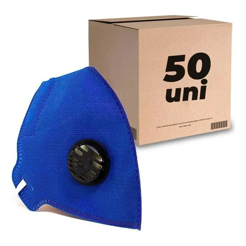 3x Camper Pff2 Kit 50 Unidade Máscara Respirador Válvula Azu