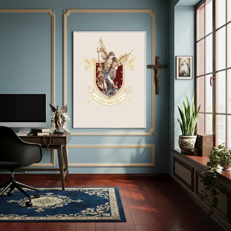 Quadro Decorativo O Escudo De São Miguel Arcanjo - 70x50cm