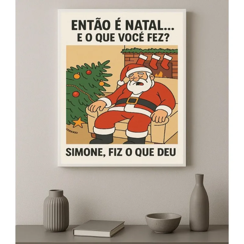 Quadro Decorativo Humor Natalino - Simone 24x18cm - Vidro
