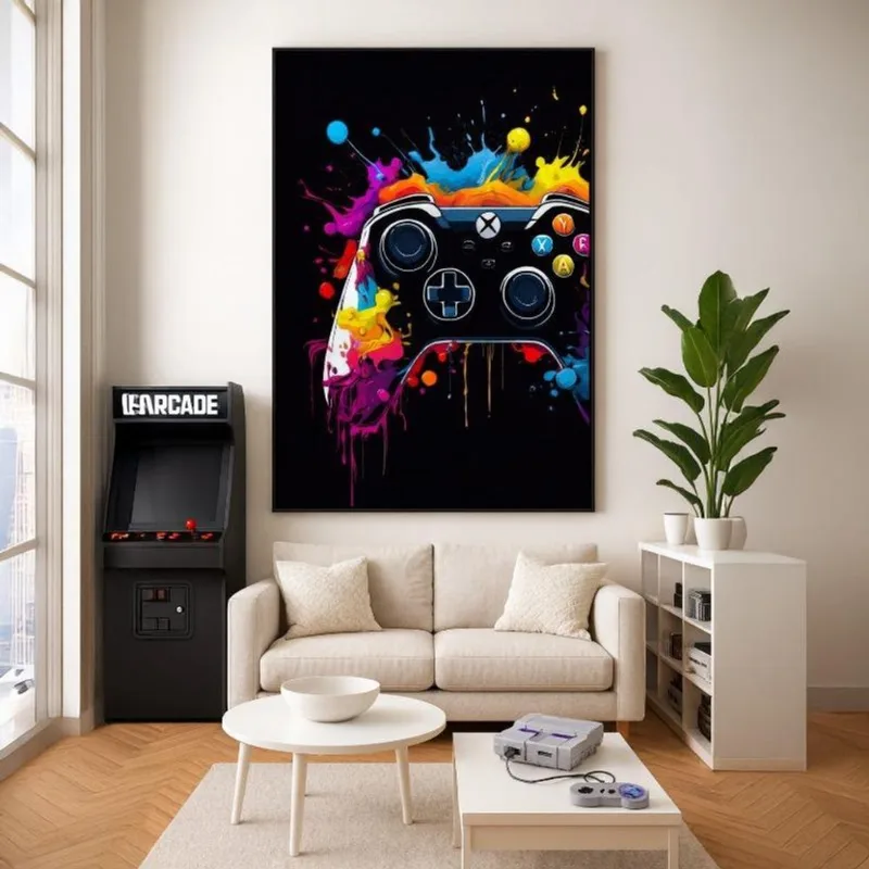 Quadro Canvas Gamer Manete 70x50cm Mold Branca