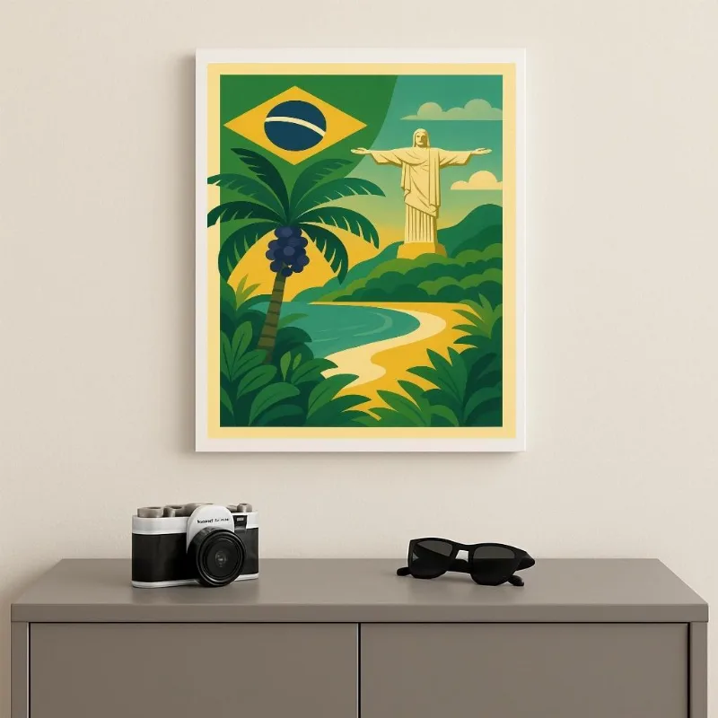 Quadro Brasil Praia Rio De Janeiro 24x18cm Mold Preta