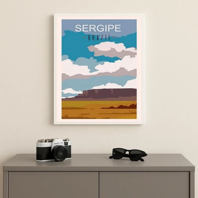 Quadro Decorativo Sergipe - Brasil 45x34cm Mold Preta Vidro