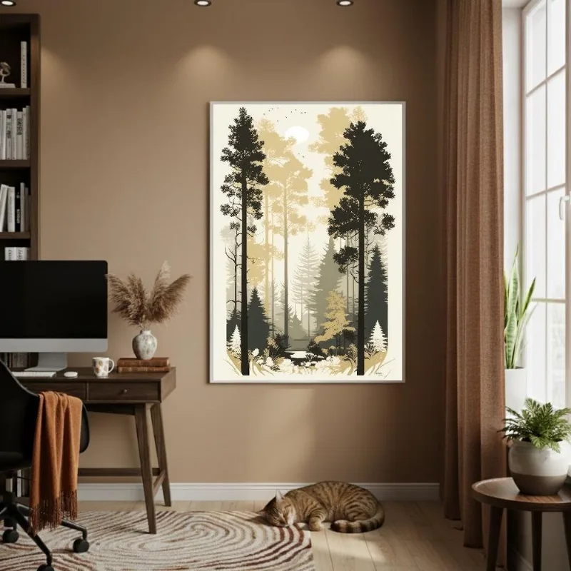 Quadro Decorativo Arte Floresta 70x50cm Mold Branca