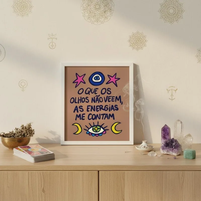 Quadro Decorativo Místico - Energia 33x24cm Mold Branca