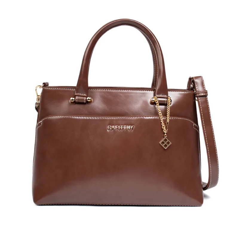 Bolsa Feminina Rafitthy Tiracolo Média Verniz Marrom/Dourado - U