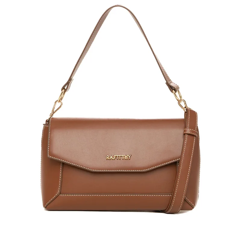 Bolsa Feminina Rafitthy Tote Pequena Costura Aparente Marrom - U