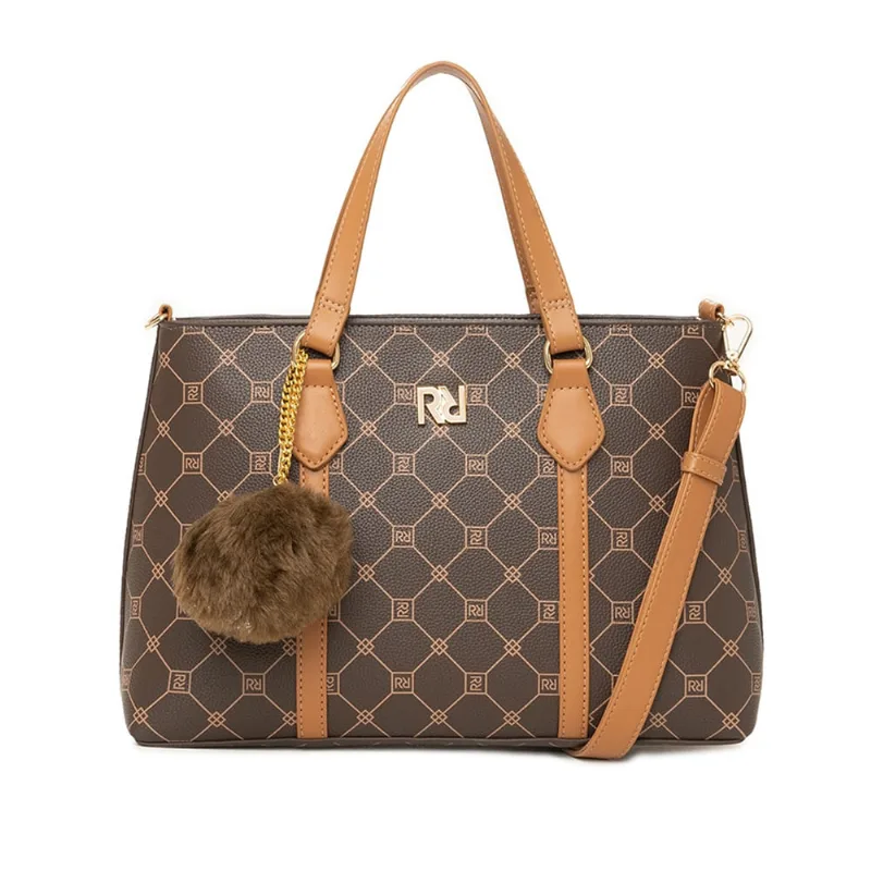 Bolsa Feminina Rafitthy Tote Média Pompom Caramelo/Marrom - U