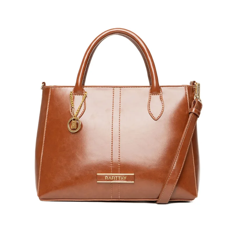 Bolsa Feminina Rafitthy Tote Média Verniz Marrom Claro - U