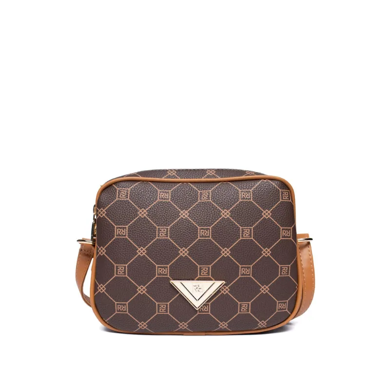 Mini Bolsa Feminina Rafitthy Transversal Monograma Marrom - U