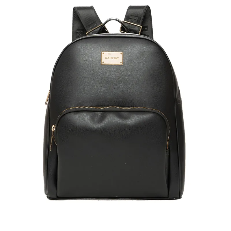 Mochila Feminina Rafitthy Com Bolso Frontal Preto - U