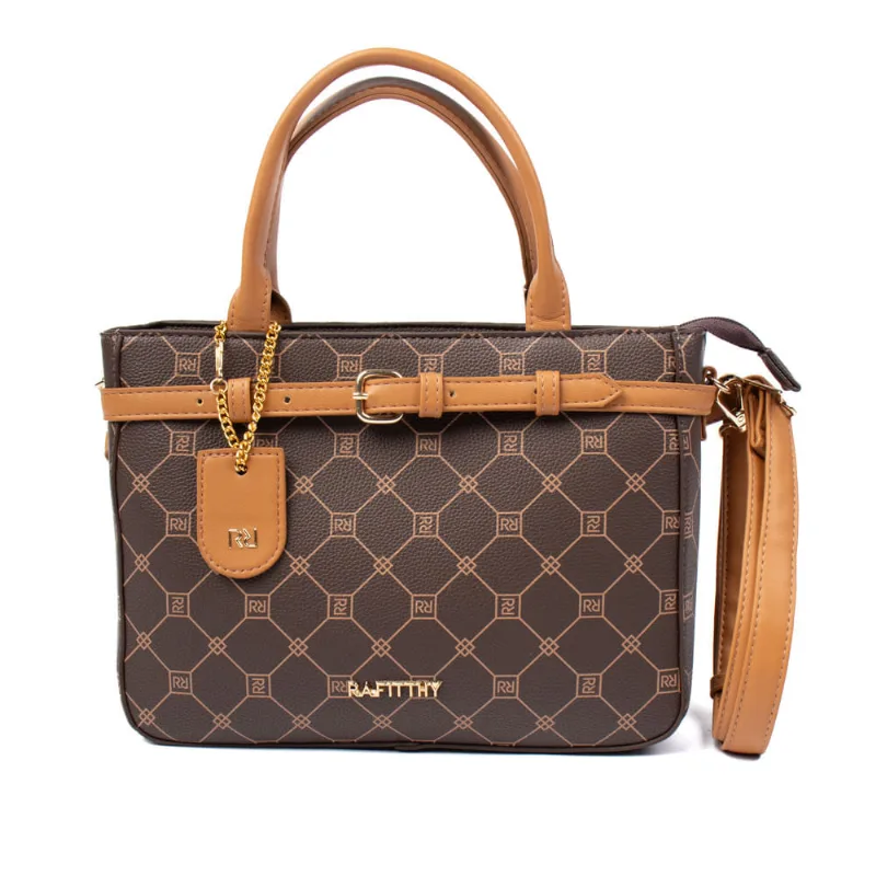 Bolsa Feminina Rafitthy Monograma Fivela Divisória Marrom - U