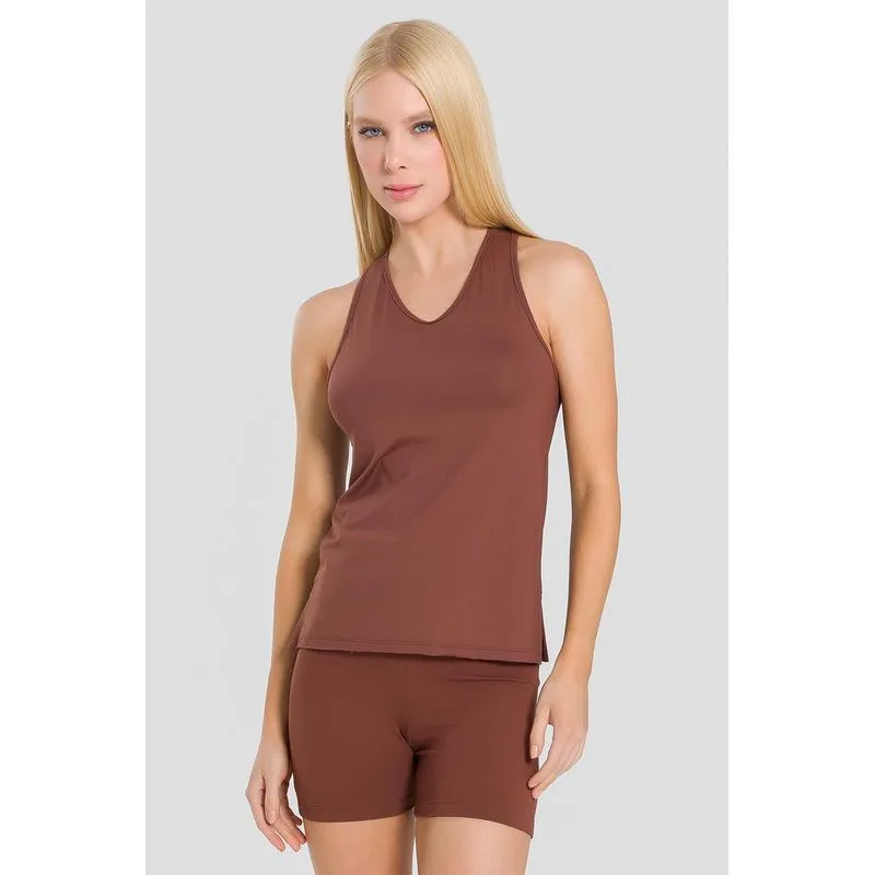 BLUSA REGATA NEUTRAL SLIM ADULTO - CACAU P