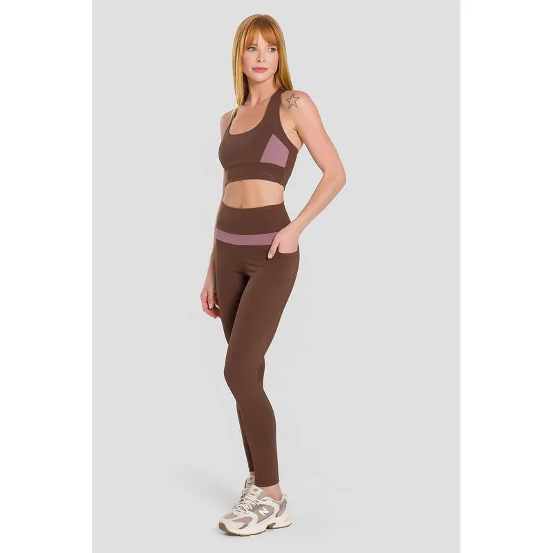LEGGING EMANA DUO COM BOLSO ADULTO - ESPRESSO P