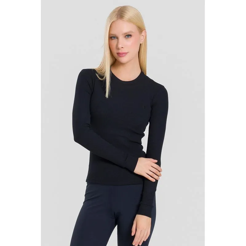 BLUSA RIBBED MANGA LONGA ADULTO - PRETO GG