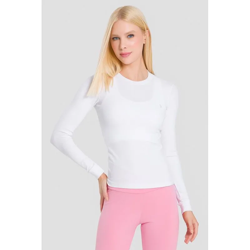 BLUSA RIBBED MANGA LONGA ADULTO - BRANCO P