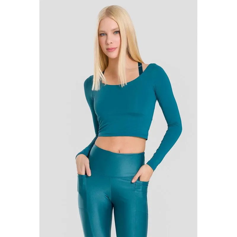 BLUSA CROPPED NEUTRAL MANGA LONGA - MEDITERRÂNEO G