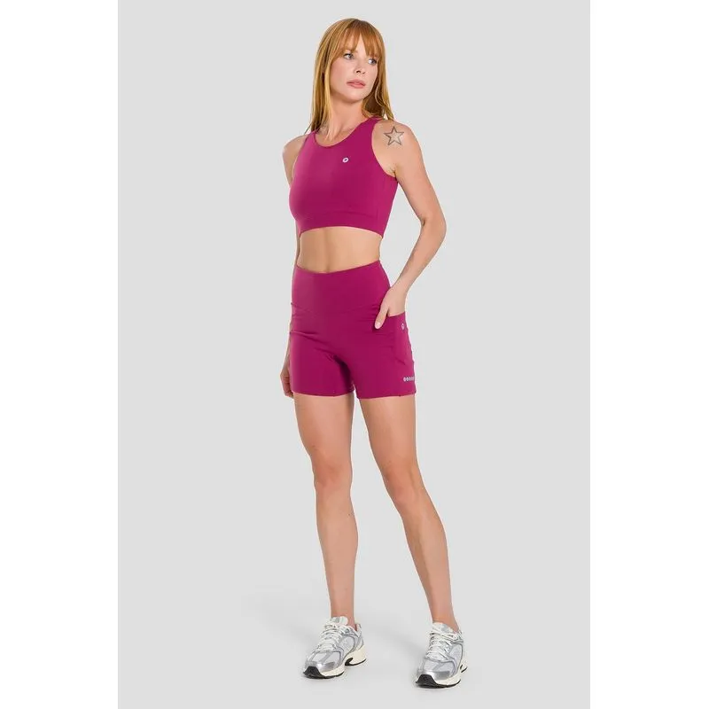 SHORTS HIGH COMPRESSION RUNNING COM BOLSOS ADULTO - BORGONHA M/M