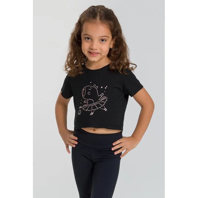 CROPPED MUNDO BAILARINÍSTICO INFANTIL - PRETO M