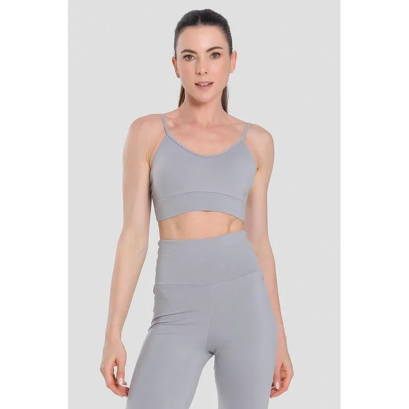 TOP STRAPS HIGH COMPRESSION COM BOJO REMOVÍVEL ADULTO - CINZA LOFT G/L