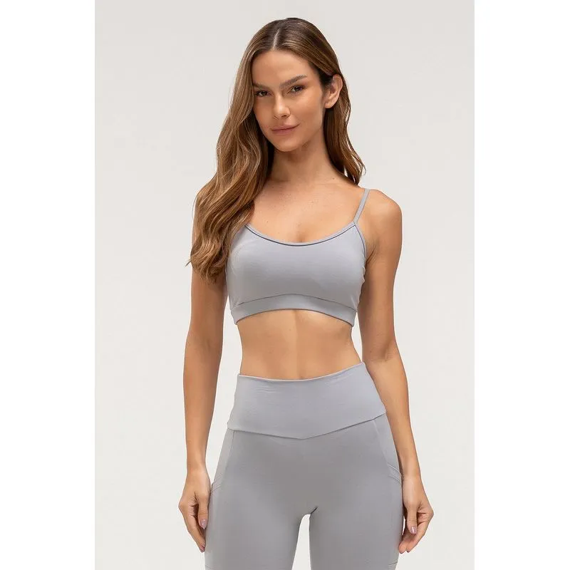 TOP HIGH COMPRESSION COM BOJO REMOVÍVEL - ESSENTIALS 26 - CINZA LOFT M