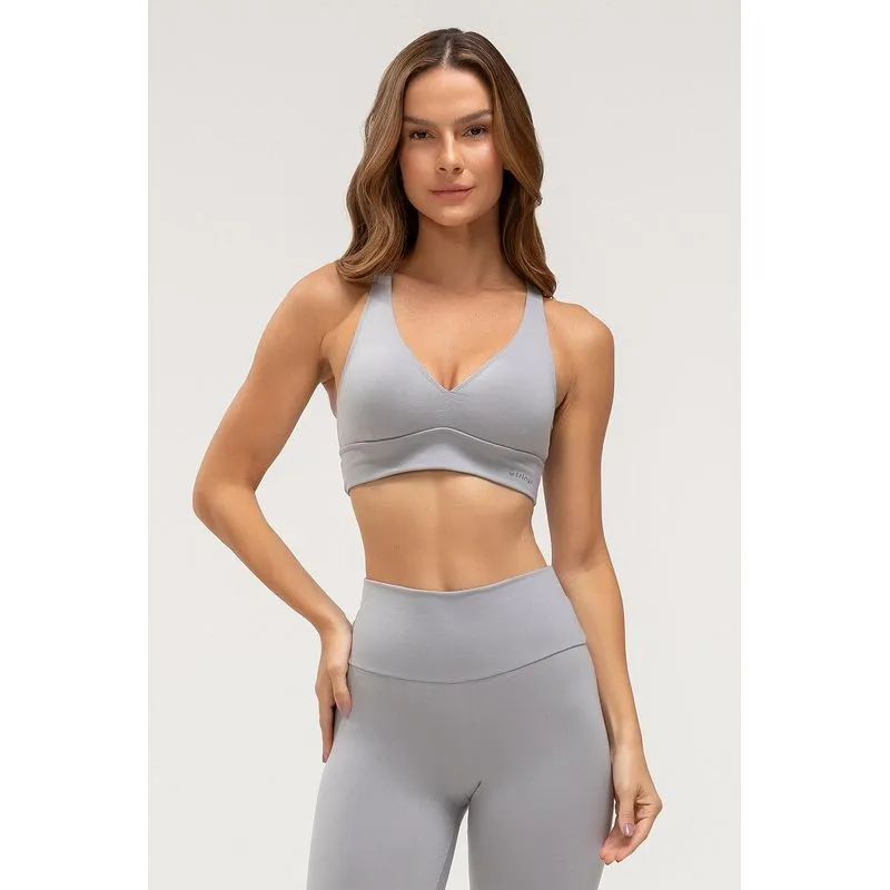 TOP HIGH COMPRESSION DECOTE V E BOJO REMOVÍVEL - ESSENTIALS 26 - CINZA LOFT G