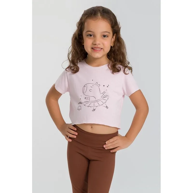 CROPPED MUNDO BAILARINÍSTICO INFANTIL - ROSA FORTE G