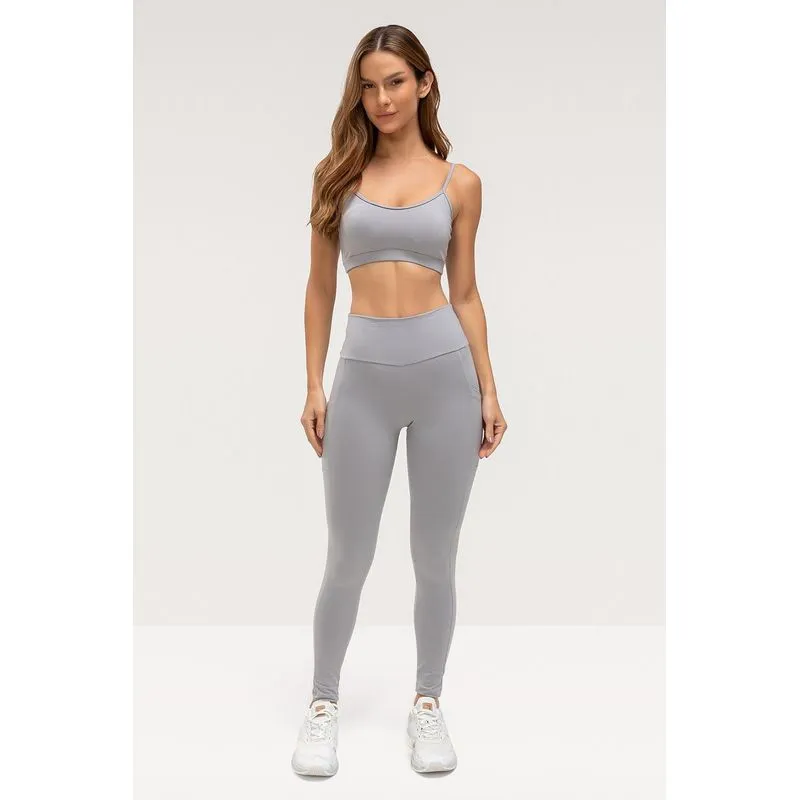 CALÇA LEGGING HIGH COMPRESSION COM BOLSO - ESSENTIALS 26 - CINZA LOFT GG