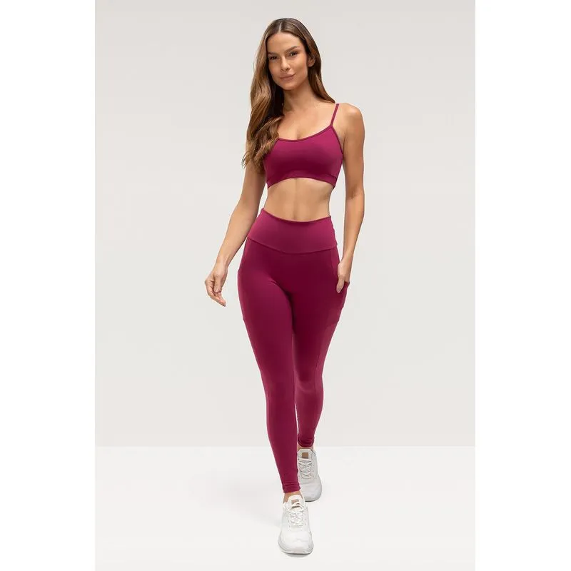 CALÇA LEGGING HIGH COMPRESSION COM BOLSO - ESSENTIALS 26 - BORGONHA M