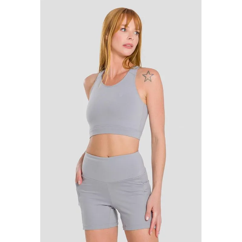TOP HIGH COMPRESSION RUNNING COM BOJO REMOVÍVEL ADULTO - CINZA LOFT P/S
