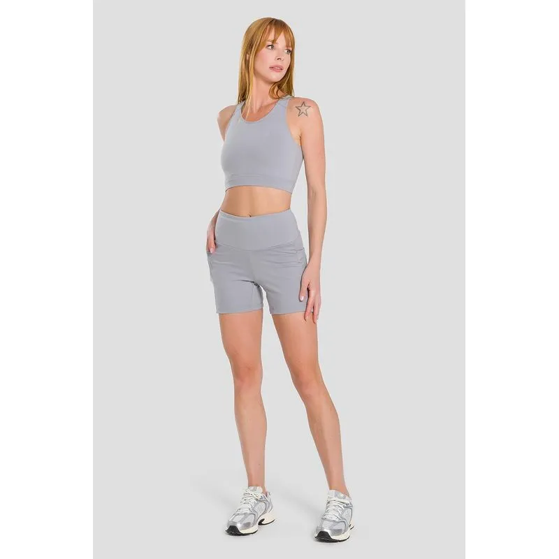 SHORTS HIGH COMPRESSION RUNNING COM BOLSOS ADULTO - CINZA LOFT M/M