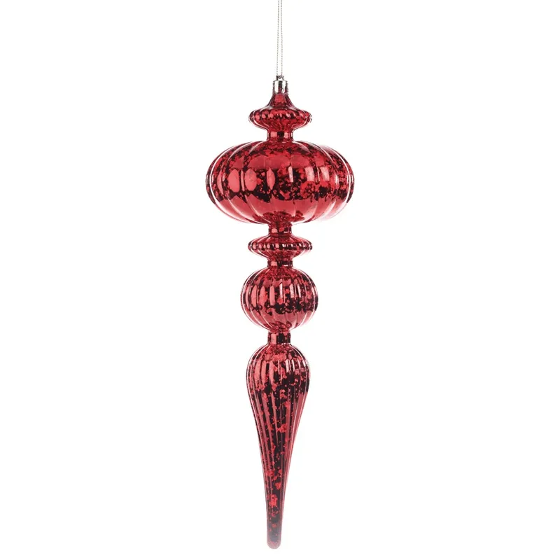Enfeite Pendente Pino Metalizado 30,5cm Vermelho Cromus