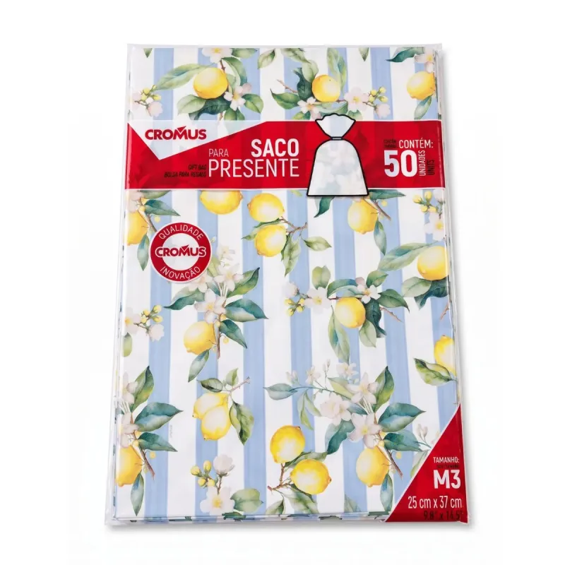 Saco Presente Cromus 25x37cm M3 Sicilia com 50 Unidades