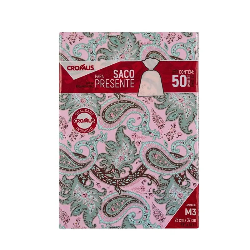 Saco Presente Cromus 25x37cm M3 Boho com 50 Unidades - Outlet do Marinho - Melhor Preço em Papelaria, Brinquedos e Utilidades